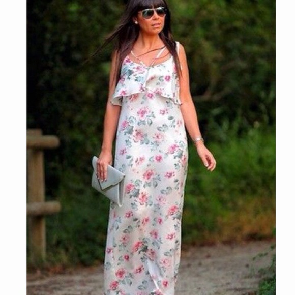 Zara Dresses & Skirts - Zara Trafuluc Cream Pink Floral Maxi Dress 2-Piece